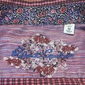 Robert Graham Dalegard Red Geometric Print Button Up Flip Cuff Medium